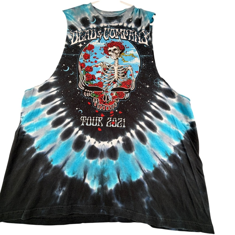 Dead & Company Tour 2021 Liquid Blue Tie Dye Muscle Tank Top Mens Large Bertha